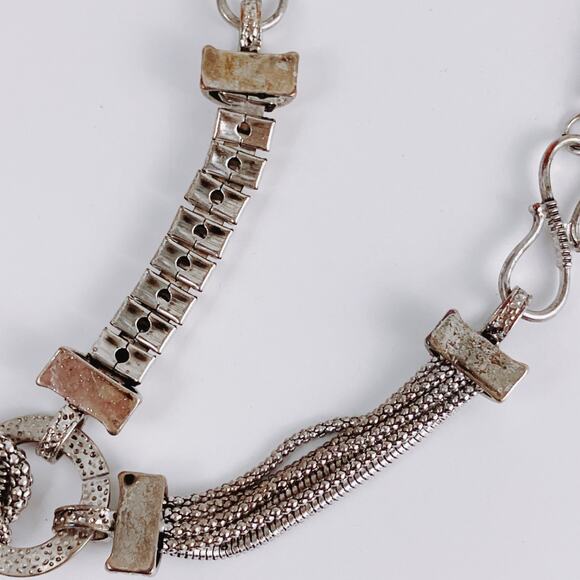 VTG Y2K Signed Erica Lyons Necklace Silver Tone Statement Mixed Chains - Picture 9 of 15